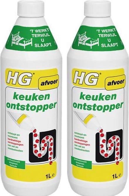 HG keukenontstopper - 1000ml - Effectieve en natuurlijke gootsteenontstopper | 2 Stuks