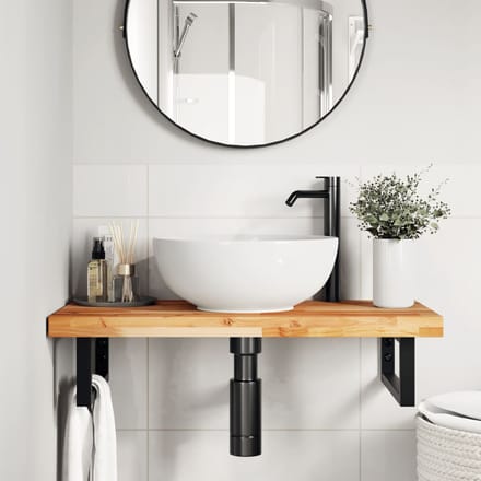 vidaXL - Badkamer - wandschap - staal - en - massief - acaciahout