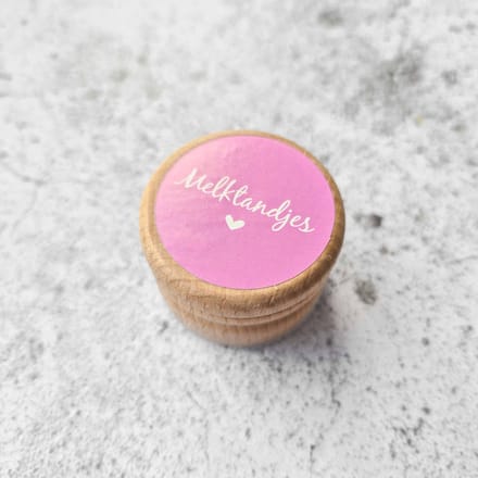 Tandendoosje | melktandjes | hout | pink hart | opdruk: sticker