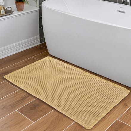 Wafelstructuur badmat, antislip en absorberend, beige