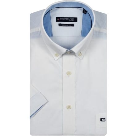 Giordano Overhemd League Button-Down Solid Hemp Yarn Fabric Wit / male