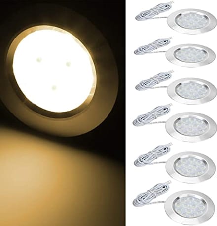 6 Stuks Interieur Spot Licht voor Camper en Caravan - 12V 3W Inbouw Plafond Downlight