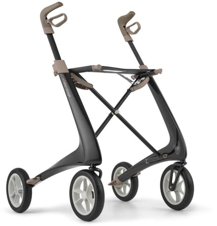 Rollator Acre Carbon Ultralight M, zwart, met kleine organizer bag
