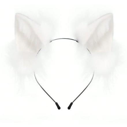 Pluizige Kat Wolf Vos Oren Haarband Halloween Hoofddeksel Cosplay Kostuum Feest, Rave wit