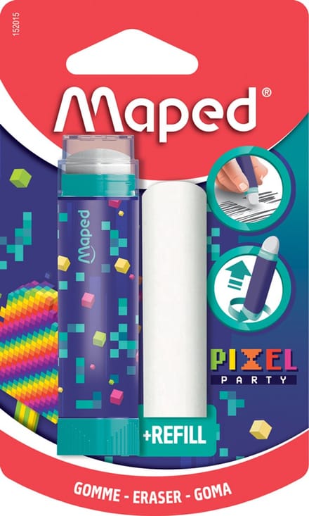 Maped PIXEL PARTY gum met reservegum, blister