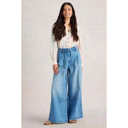 White Stuff Sasha Wide Leg Jean Light Denim Größe: 14 REGULAR | Ausgestellte Hosen Outlet | Damen | Blau
