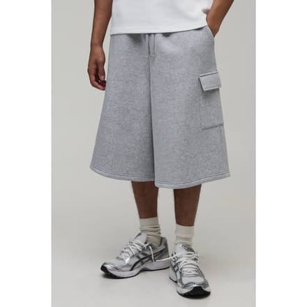 Jersey Bermuda Jort Met Cargozakken | Grey Marl | Size Small