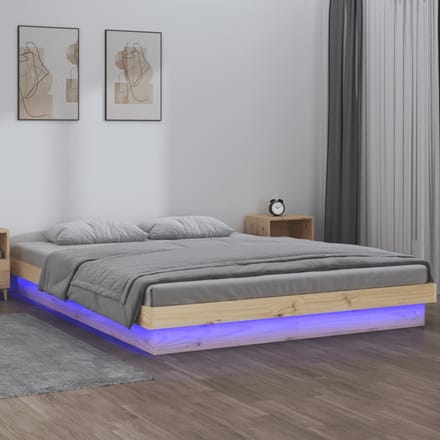 vidaXL - Bedframe - LED - massief - hout - 135x190 - cm