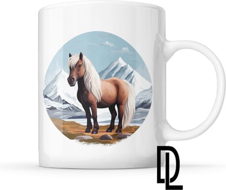 Mok met ijslandse paard