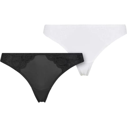 Urban Classics - Lace Tanga 2Pack String - L - Zwart/Wit