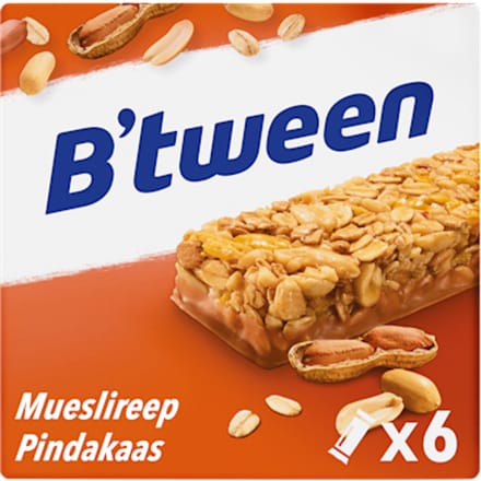 Tussendoortje Hero B'tween pinda&pindakaas 6pack reep 25gr
