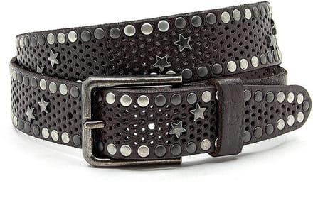 Stoere bruine dames riem met studs - 3.5 cm breed - Leer - Riem met studs - Casual - Maat 90