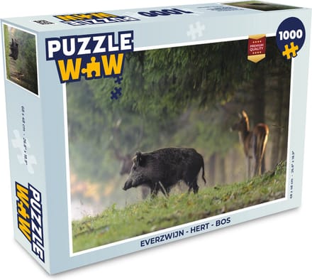 Puzzel Everzwijn - Hert - Bos - Legpuzzel - Puzzel 1000 stukjes volwassenen