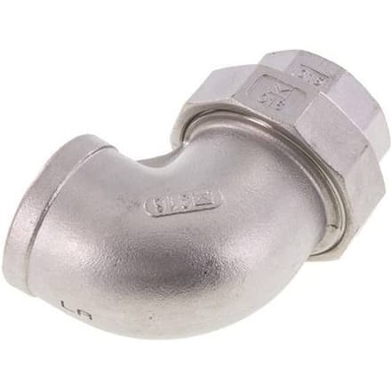 90° Unieaansluiting Rp1 1/2'' Binnendraad RVS Conische Afdichting 16bar