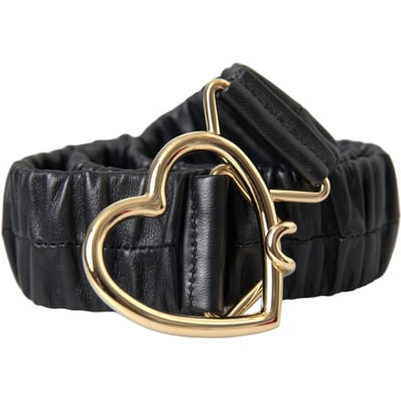 Dolce & Gabbana Zwarte Leren Gouden Hart Metalen Gesp Riem