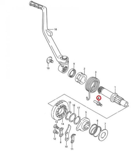 Vis arrêt de ressort de kick origine pour moto Suzuki 250 Ts X 26237-20400 Neuf