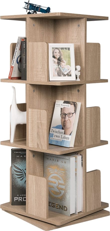 Bolt Edge Draaibare Boekenkast - Modern - Oak - Hout - 3 lagen - 39x39x97cm