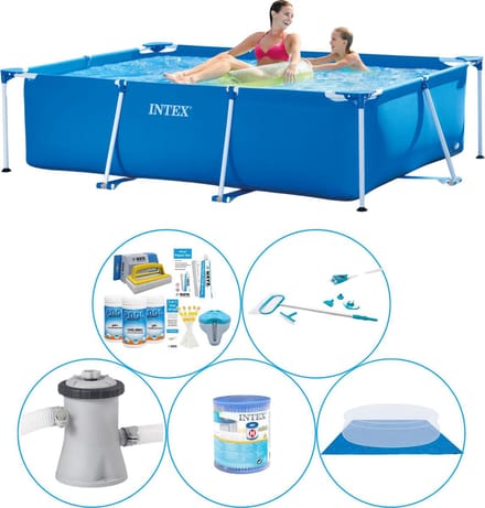 Frame Pool Rechthoekig 220x150x60 cm - 6-delig - Zwembad Met Accessoires