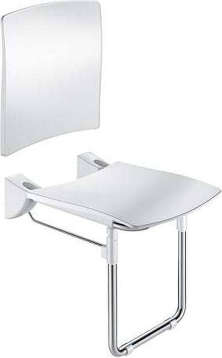 Opklapb. douchezitje extra comfort + rugsteun + voet RVS mat