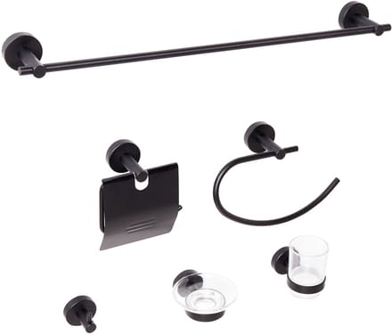 ZARUMA - 6-delige badkamer hardware set - Zwart - Aluminium