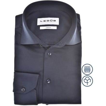 Ledûb Overhemd Cotton Jersey Stretch Shirt Donker Blauw / male