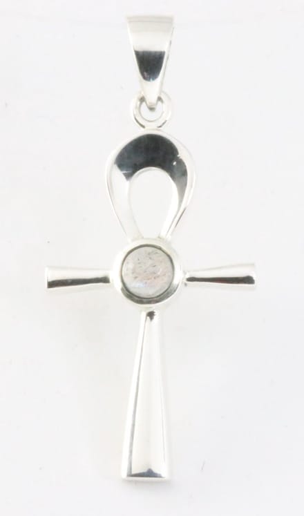Fijne zilveren ankh hanger met labradoriet