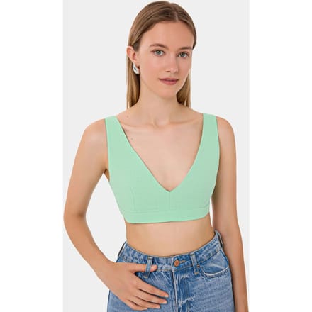 V-hals Mouwloze Geweven Crop Top