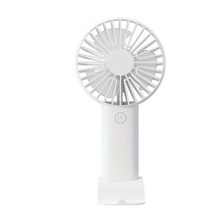 Draagbare Handventilator met Telefoonhouder - Mini USB Ventilator - Oplaadbaar - 3 Snelheden - Stil & Compact - Bureauventilator - Wit
