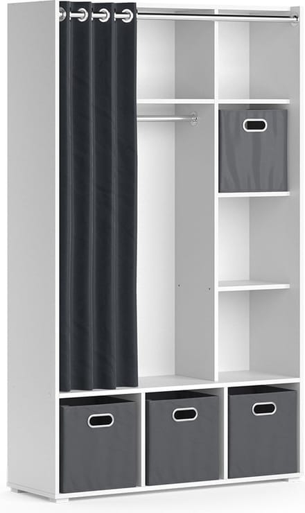 Vicco Luigi Kledingopslagkast – 38 x 178.1 cm Met vouwboxen (grijs) Wit