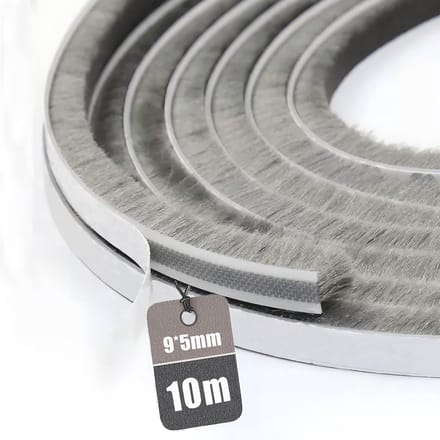Zelfklevende Borstelstrip voor Tochtstrippen - 10 Meter Lengte - 9mm x 5mm
