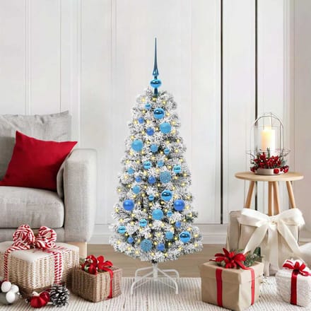 vidaXL - Kunstmatige - Hinged - Kerstboom - 150 - LED's - Groen - en - Wit - 120 - cm