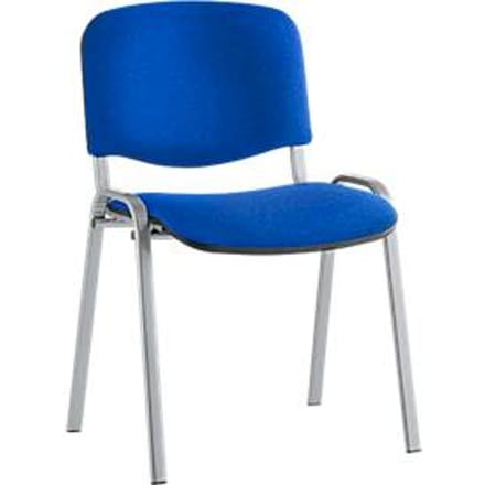 Bezoekerstoel ISO BASIC – stapelbaar - zilverkleurig aluminium onderstel - blauw