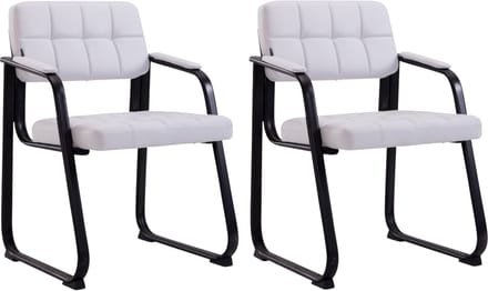CLP Canada B Set van 2 eetkamerstoelen - met armleuning - Zwart Frame - Kunstleer - wit