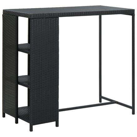 vidaXL - Bartafel - met - opbergrek - 120x60x110 - cm - poly - rattan - zwart