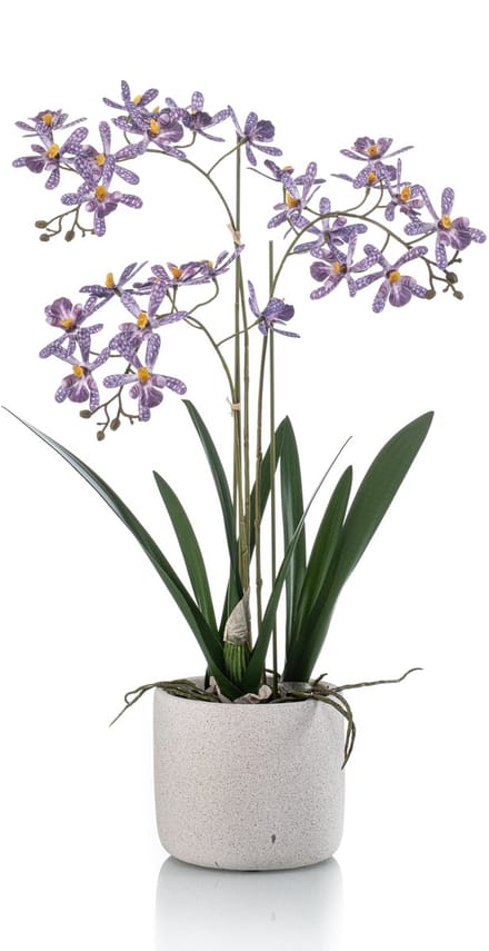 Emerald - Kunstplant Orchidee in pot 56cm paars - Kunstplant voor binnen