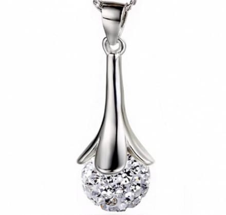 Zirkonia ketting- Tulp- Witgoud verguld- Charme Bijoux
