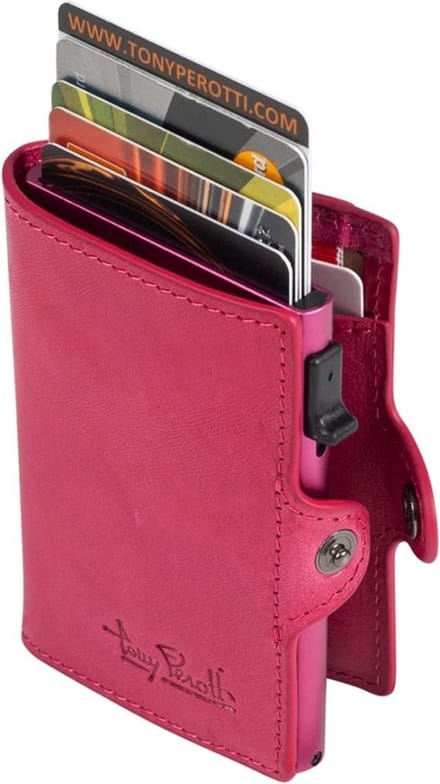 Tony Perotti Furbo Dames Leren RFID Pasjeshouder met papiergeldvak - Fuchsia