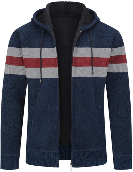 ALLTHEMEN Heren Capuchon Cardigan - Gestreepte Rits - 3XL
