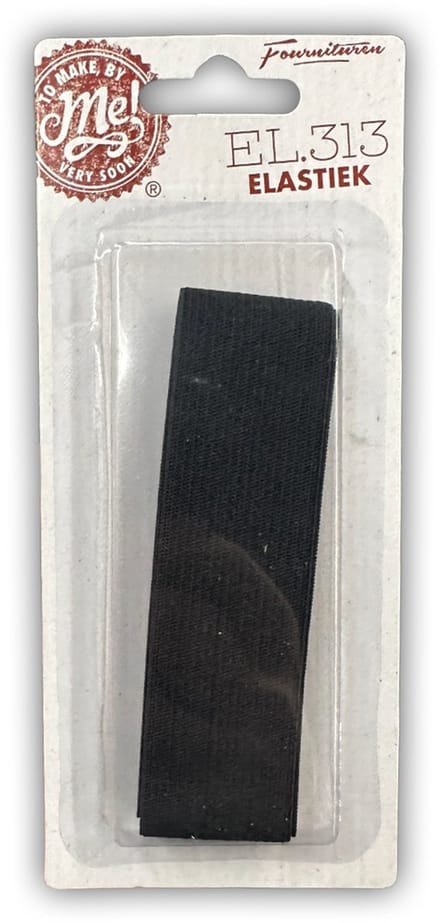 Elastiek - Zwart - ca. 1,5cm breedte en 1m lengte