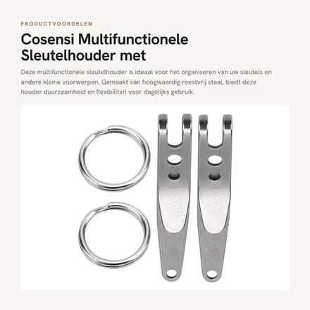 Dailygoods - Multifunctionele Sleutelhouder met Roestvrijstalen Karabijnhaak