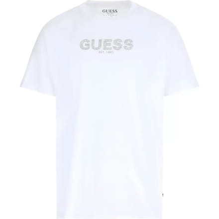 GUESS Ss Bsc  Embroid Pure White Maat: L | Basic T-Shirts Outlet | Heren | Wit
