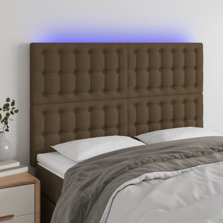 vidaXL - Hoofdbord - LED - 144x5x118/128 - cm - stof - donkerbruin