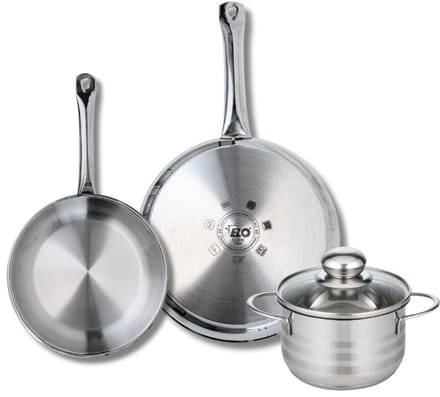 Set van 2 Koekenpannen 24 en 28 cm en 1 braadpan 16 cm Elo Profi Brillant