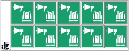 Ontruiming materiaal sticker - E076 | 5 x 5 cm - 10 stuks per vel