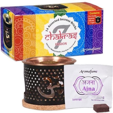 Aromafume - chakra - wierookblokjes set - wierookblokjes brander met 14 wierookblokjes
