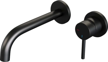 Brauer Black Edition inbouw wastafelmengkraan met gebogen uitloop en rozetten model A1 mat zwart