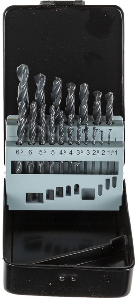Labor 25-delige HSS-R Metaalborenset, Rolgewalst, Dia: 1,0 - 13,0 mm / 0,5mm oplopend. In stevige cassette. Per set.