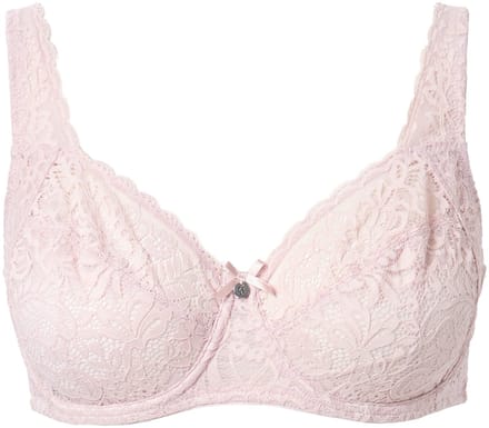 Ulla Popken - Dames - Beugelbeha gebloemd kant zuiver kant - Lichtbeige - Maat 90D