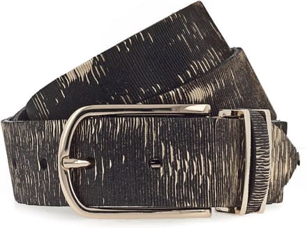 b.belt Riem Cuno Ledergürtel W75 Black / Gold Metallic Zwart Veelkleurig
