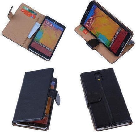 PU Leder Zwart Hoesje Samsung Galaxy Note 3 Book/Wallet Case/Cover